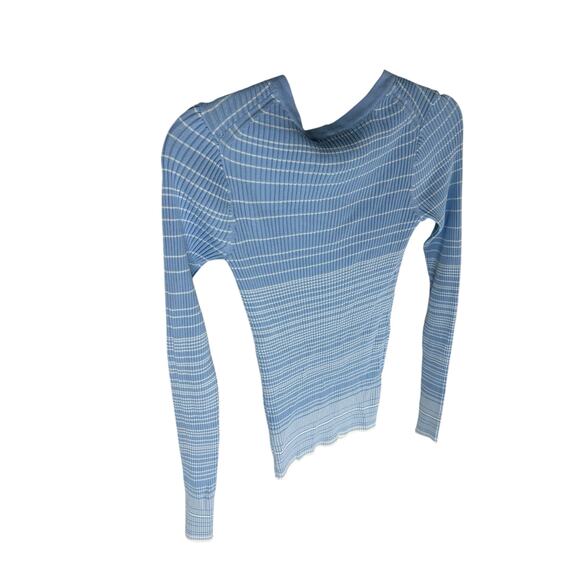 Staud Cargo Sweater Cardigan Ribbed Knit Striped Quiet Luxury French Blue Size L - Picture 7 of 9